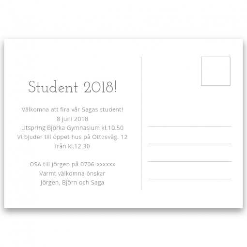 Inbjudningskort student nr. 3 Saga 2